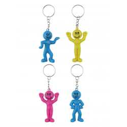 Smiley-Mann-Schlüsselanhänger 5,5 cm | 4 Designs, 3 Farben | Glücklicher Emoji-Schlüsselanhänger