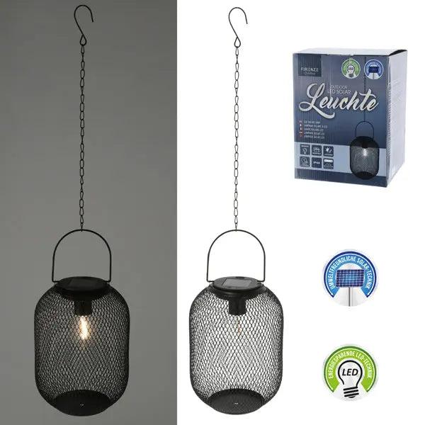 Solarbetriebene LED-Lampe, Netzanschluss, Schwarz, H&auml;ngevorrichtung, gro&szlig;, ca. 70cmH: Au&szlig;enbeleuchtungsl&ouml;sung