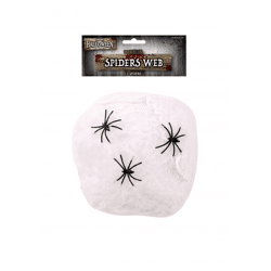 Spinnennetz 20G Weiß mit 3 Spinnen - Unsichtbare Halloween-Dekoration