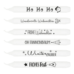 Stabkerzen Weihnachten, 2 Designs, 6er-Pack - Festliche Beleuchtung