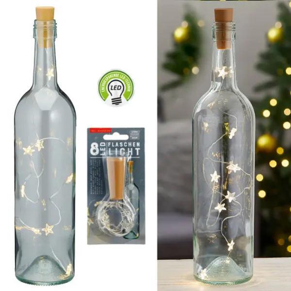 Sternen-LEDs Flaschenlichterkette, 8 LEDs, L&auml;nge 80cm