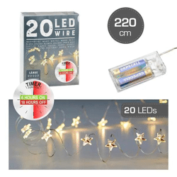 Sternenlichterkette Mikro, 20 LEDs, 220 cm mit Timer - Zauberhafte Beleuchtung
