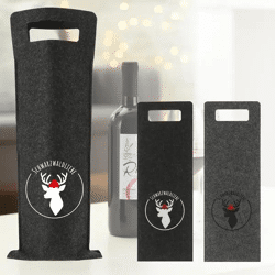 Stilvolle Filz Flaschentasche - Schwarzwaldliebe Design | 2er Set | Für 1 Weinflasche