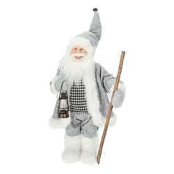Stilvolle Weihnachtsmann-Statue, Stehend, Grau, 65 cm, Festliche Deko