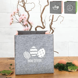 Stilvoller Filzkorb - Zweifarbig bedruckt, ca. 22x22cm | Dekorativer Filz-Aufbewahrungskorb