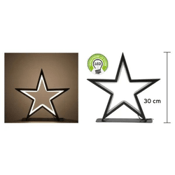 Stilvoller Kleiner LED Stern auf Fuß, Schwarz, 30cm Hoch - Elegantes Accessoire