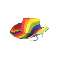 Stolzer Cowboyhut für Erwachsene mit Kordel | Regenbogen-Hut im Western-Stil