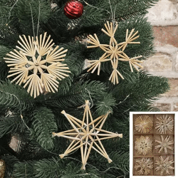 Strohsterne Weihnachtsschmuck, 18er Set, Durchmesser ca. 10 cm – Traditionelle Dekoration