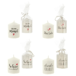 Stumpenkerzen mit Sprüchen, 6x8 cm, Sortiment 2, 4er-Set – Stilvoll & Inspirierend