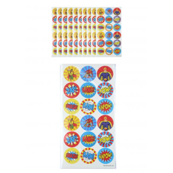 Superhelden-Aufkleber 2,5 cm, 18 Stück Pro Blatt - Bunte Sticker für Kinder & Party
