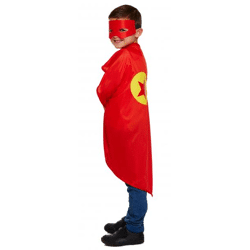Superhelden-Kostüm für Kinder – Rotes Umhang-Outfit, Einheitsgröße – Fasching & Karneval Verkleidung