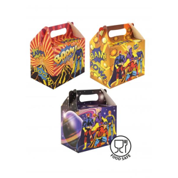Superhelden Lunchbox-Set, 3er-Pack, 14L x 9,5B x 12H cm, verschiedene Designs