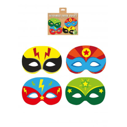 Superhelden-Masken aus Papier, 4 verschiedene Designs – Partyzubehör für Kinder