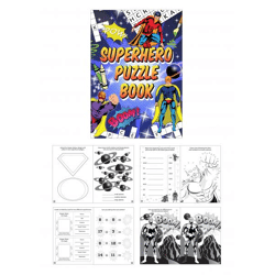 Superhero puzzle book 10.5x14.5 cm, 16 pages - educational fun for children