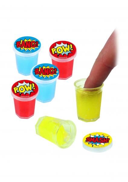 Superhelden-Schleim-Set 10 g, 3 St&uuml;ck in verschiedenen Farben, 3 x 3,8 cm &ndash; ideal f&uuml;r Partygeschenke f&uuml;r Kinder