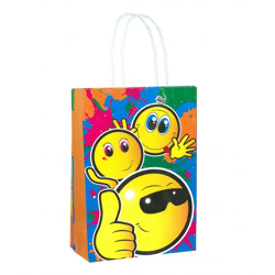 Tasche mit Smile-Face & Griff, 14x21x7 cm, Trendiges Design, Gelb