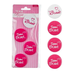 Team Braut Anstecker 4er Set – Ideal für Junggesellinnenabschiede