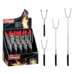 Teleskop Grillspieß - 73 cm Verstellbarer BBQ Spieß für Camping, Braten und Outdoor-Kochen