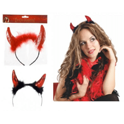 Devil horns hairband, set of 2, assorted, ideal for Halloween and costume parties