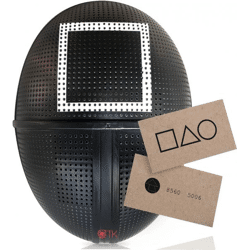 The Game squid Maske Viereck - + 1x Spielkarte für Halloween, Fasching & Karneval als Kostüm für Herren & Damen (Viereck_Maske)