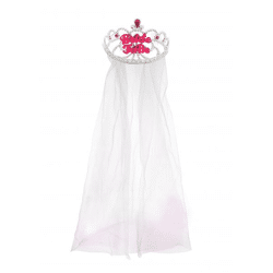 Tiara „Bride To Be“ 12,5 cm mit weißem Schleier – Haarschmuck für die Brautparty