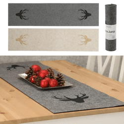 Tischläufer Filz 2er-Set mit Hirschmotiv | 120cm x 30cm Dekorative Läufer