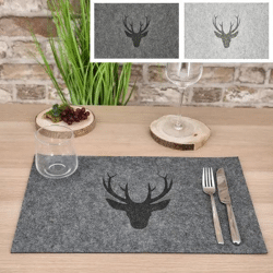 Tischset Filz 2er-Set mit Hirschmotiv | 45x30cm Dekorative Platzmatten