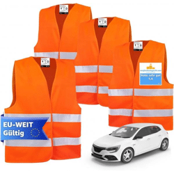 TK Gruppe Timo Klingler 4X Warnwesten EN ISO 20471 Pannenweste 2023 Unfallweste Pkw Sicherheitsweste Weste orange reflektierend Auto, Pkw, 