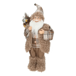 Traditionelle Weihnachtsmann-Figur, Stehend, Braun, 47 cm, Gemütliche Weihnachtsdeko
