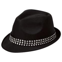 Trilby-Hut für Erwachsene mit Edelsteinen | Stilvoll verzierter Modehut