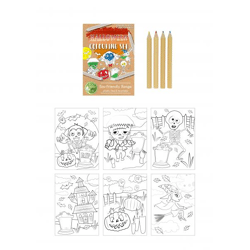 Umweltfreundliches Halloween-Malset – A6, 14 x 10 cm, nachhaltiges Zeichenset für Kinder