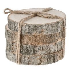 Untersetzer Holzscheibe, 4er Set, ca. 12cm Durchmesser – Natürliche Holzuntersetzer, Rustikaler Tischschutz