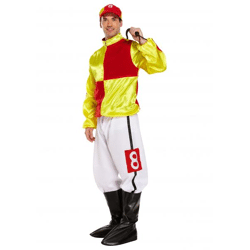 Verkleidung Erwachsener Jockey Rot/Gelb - Kostüm Für Erwachsene, Rennreiter Outfit