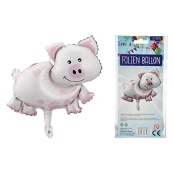 Playful pig-shaped foil balloon, party decoration, approx. 45 cm, animal motif