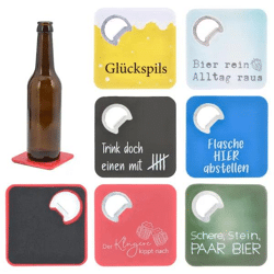 Vielseitige Bierdeckel mit integriertem Flaschenöffner, 6er-Set, Sortiert