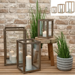 Square lanterns, set of 3, natural - Stylish and versatile lighting for indoors and outdoors