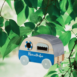 Vogelhaus im Wohnwagen-Design, ca. 19 cm Hoch – Attraktives Gartenaccessoire