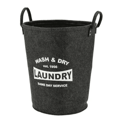 Wäschekorb Filz bedruckt Anthrazit, ca. 53cm – Stilvoller Organizer | Moderner Filz-Wäschesammler