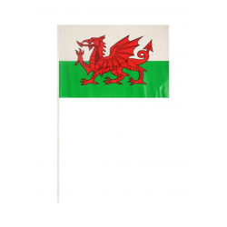 Wales hand flag, 29x17 cm, PVC, with 40 cm staff, robust