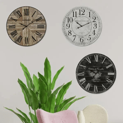 Wanduhr Vintage, 3/s, 60cmD – Set aus 3 Vintage-Wanduhren | Nostalgischer Stil, 60cm Durchmesser