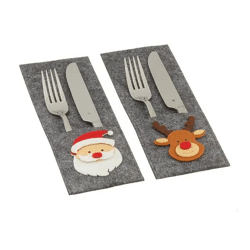 Weihnachtliche Filz-Bestecktaschen, 2er-Set, Ca. 26cm, Festliche Tischdekoration