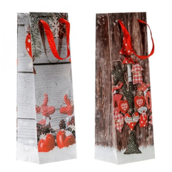 Weihnachtliche Flaschentaschen mit Herzmotiv, 2er-Set, Geschenkverpackung für Flaschen