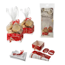 Weihnachtliche Gebäck- und Pralinenschachtel, 2 Sorten, 6er Set, festliche Leckereien