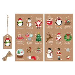 Weihnachtliche Geschenkanhänger, 50 Stück in OPP, 2er Set, Festliche Etiketten - 100 Zeichen