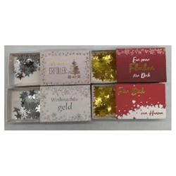 Weihnachtliche Geschenkboxen mit Sternenkonfetti, 4er-Set - Festliche Verpackung