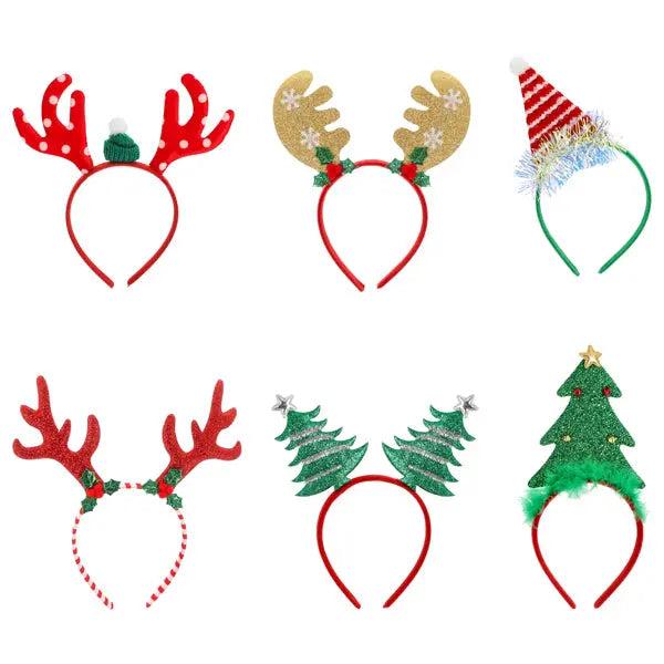 Weihnachtliche Haarreifen, Set mit 6 St&uuml;ck, Festliche Kopfdekoration -
