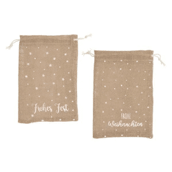 Weihnachtliche Jute-Geschenkbeutel, 2er-Set, 17x24cm - Umweltfreundliche Verpackung