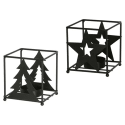 Weihnachtliche Kerzenhalter, Set aus 2, Höhe 8,5 cm - Festliche Deko