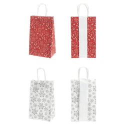 Weihnachtliche Papiertüten, 4er Set, 15x25x10cm, Geschenkverpackung