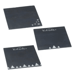 Weihnachtliche Schieferplatten, quadratisch, 3/s, ca. 20x20 cm - Elegante Servierplatten
